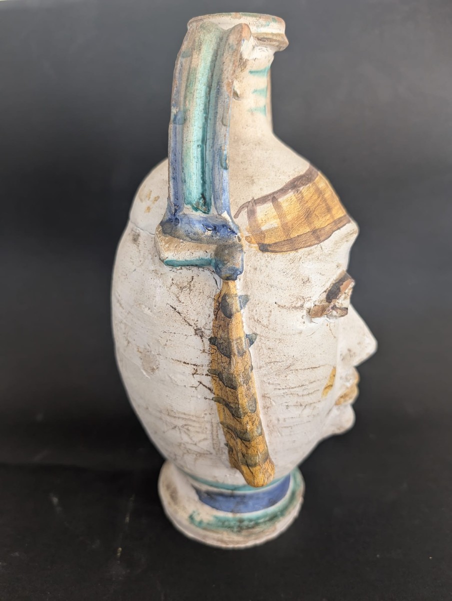 Anthropomorphic Jug With Female Face Sicily Caltagirone-photo-4