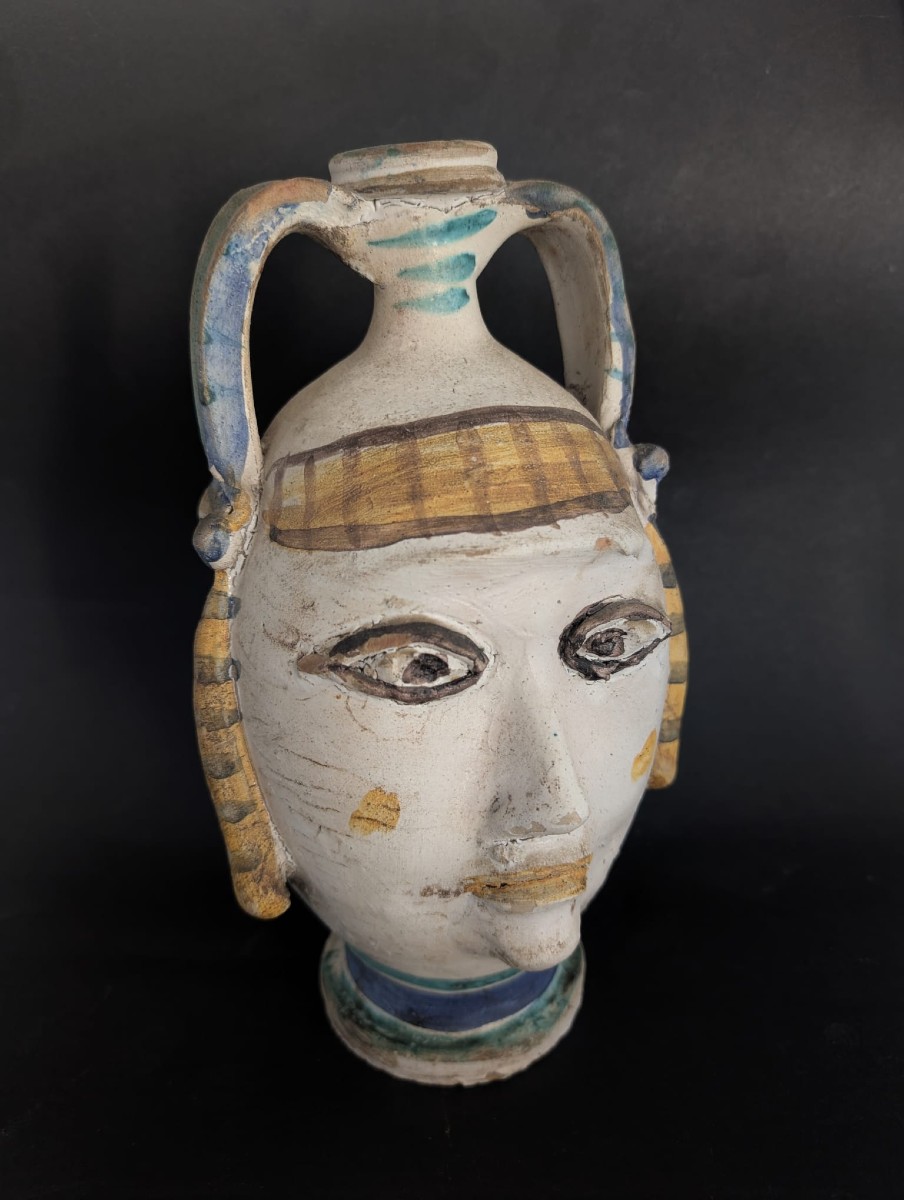 Anthropomorphic Jug With Female Face Sicily Caltagirone