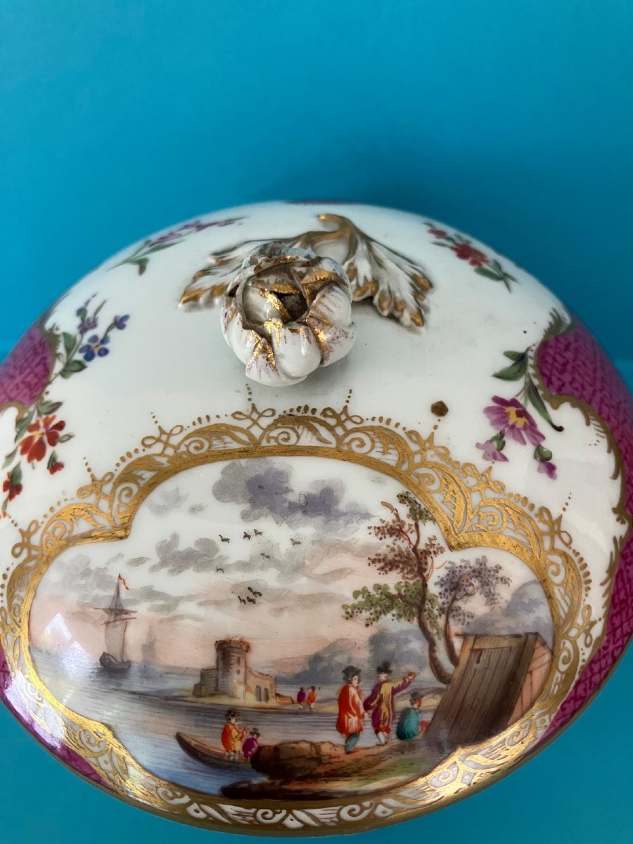 Sucrier porcelaine Meissen décor maritime -photo-4