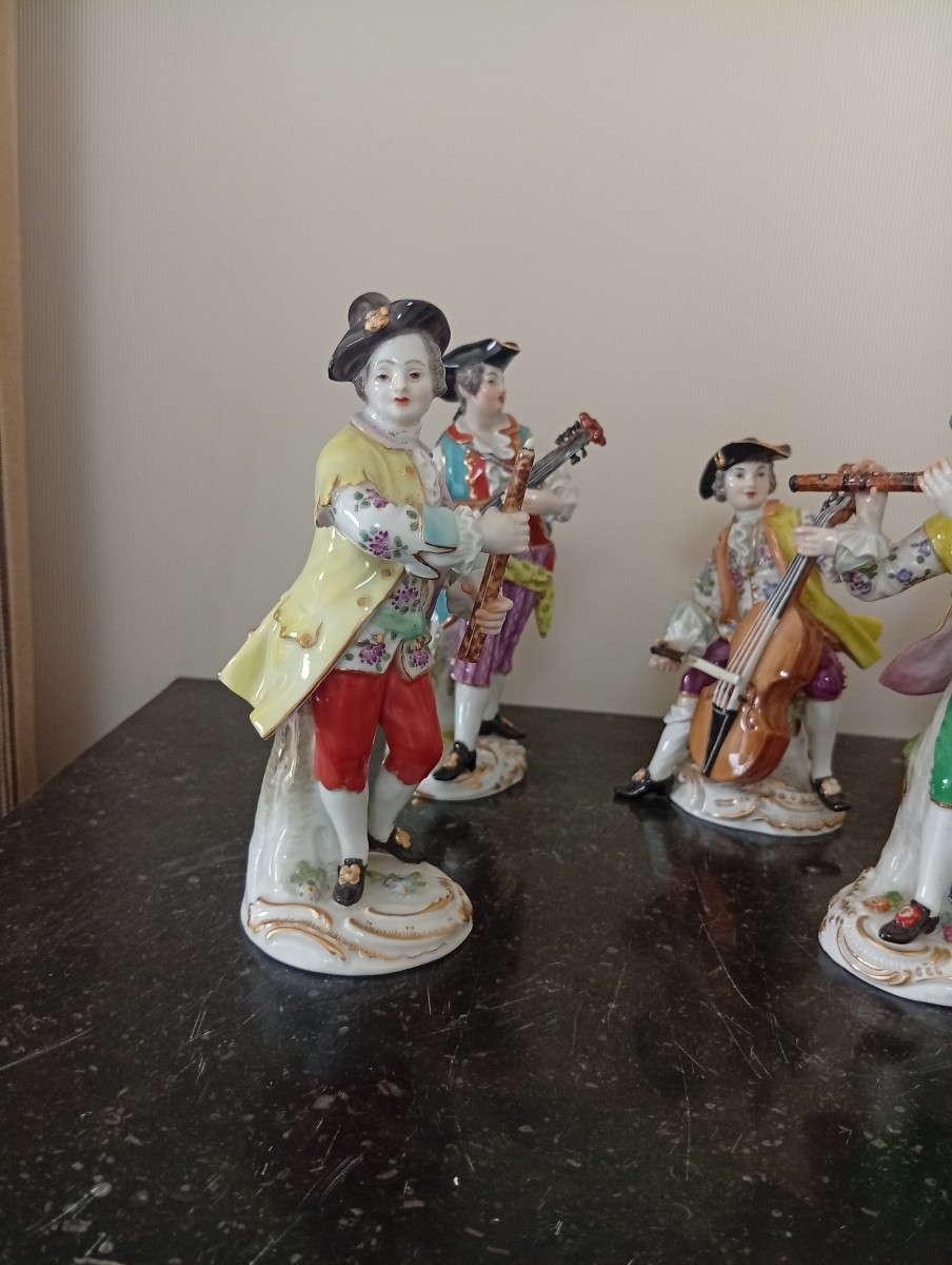 Ensemble de 6 musiciens porcelaine de Meissen -photo-3