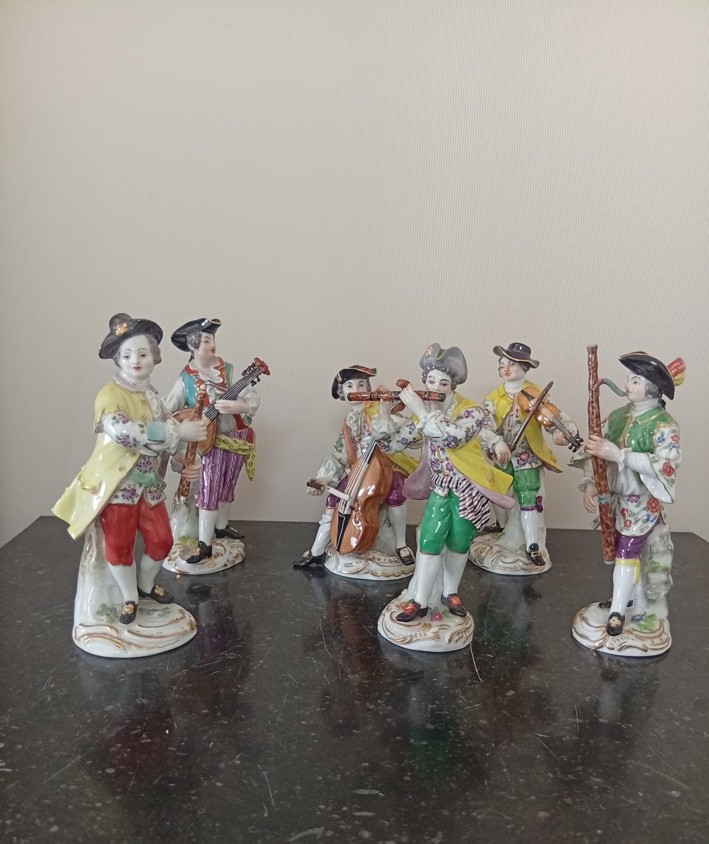 Ensemble de 6 musiciens porcelaine de Meissen 