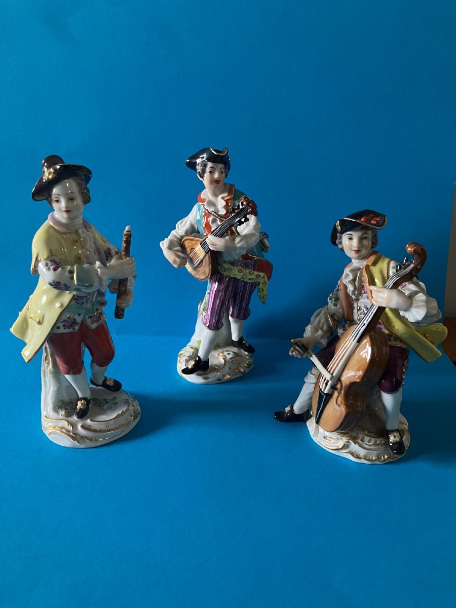 Ensemble de 3 musiciens porcelaine de Meissen 