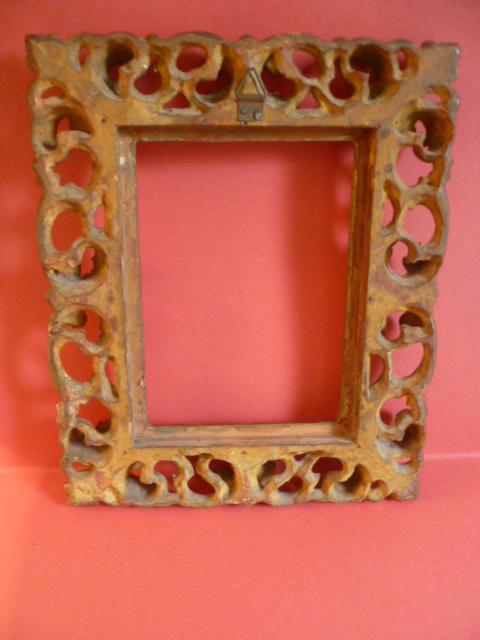 CADRE ITALIEN EN BOIS DORE SCULPTE-photo-2