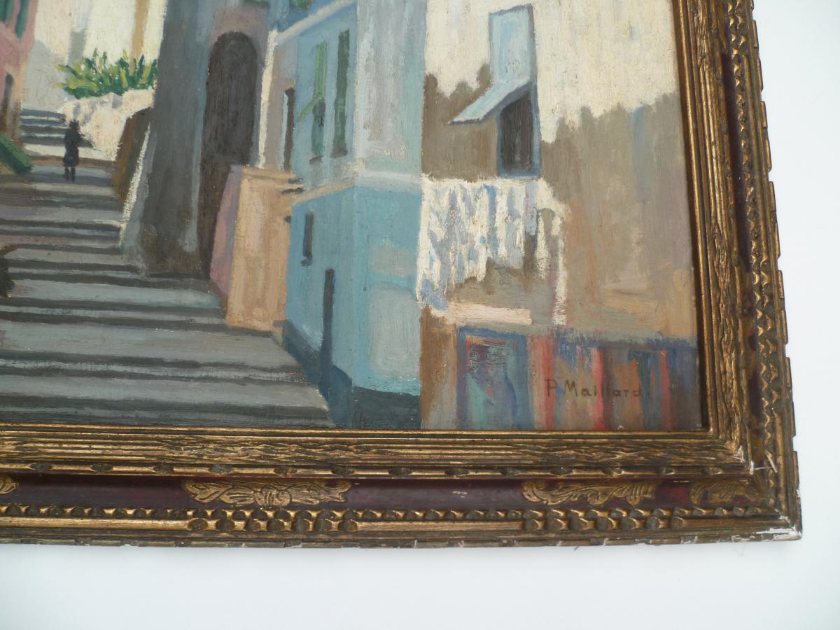 P. Maillard. Italian Village. Oil On Canvas 1930.-photo-3