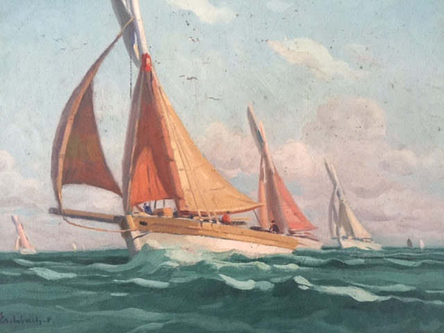 Paul André Jean Eschbach (1881-1961) Bateaux de pêche-photo-2