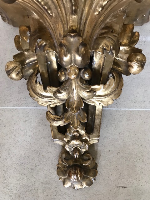 Pair Of Wall Consoles Carved Gilded Leaf XVIII-photo-2