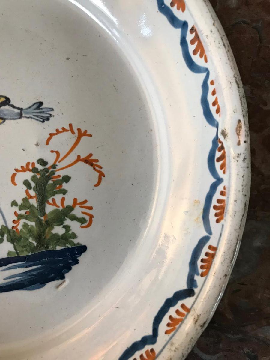 Earthenware Plate De Nevers, Eighteenth Century-photo-3