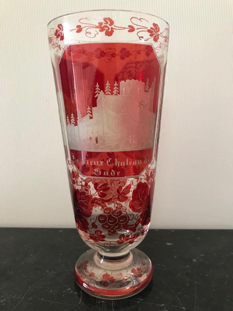 Bohemian Crystal Vase Decorated With Castles-photo-2