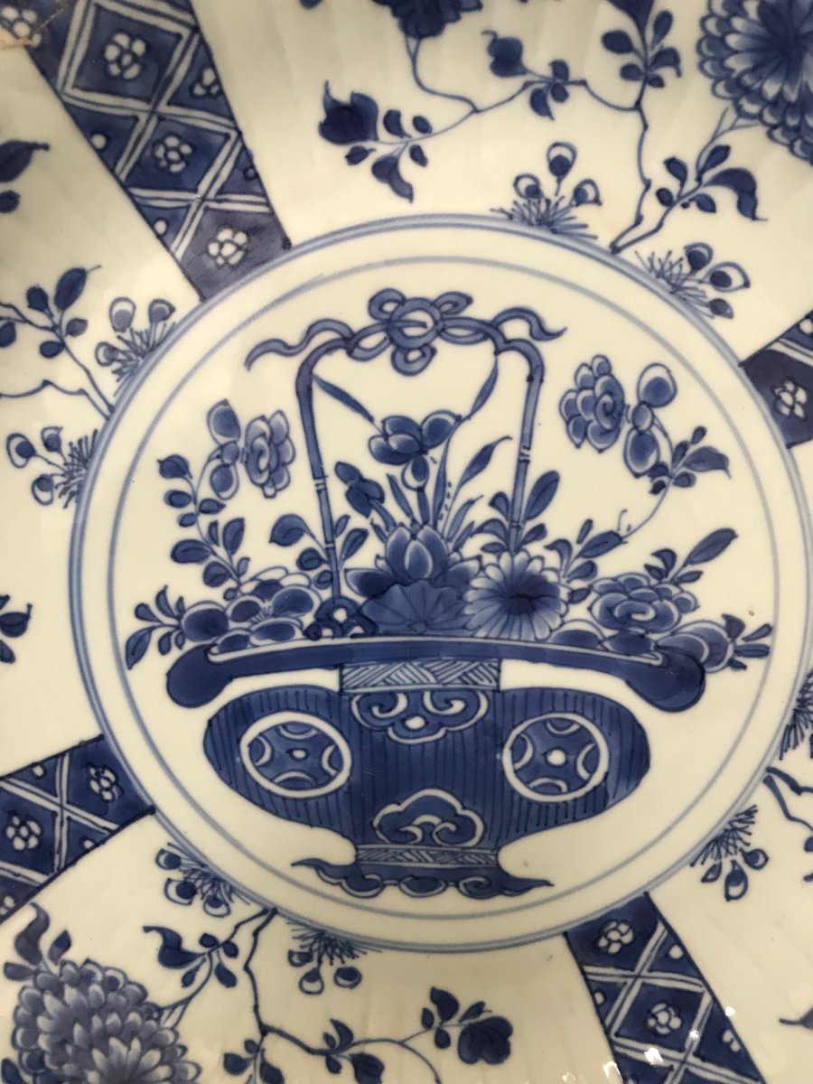 Chine - Plat En Porcelaine Blanc Bleu-photo-2