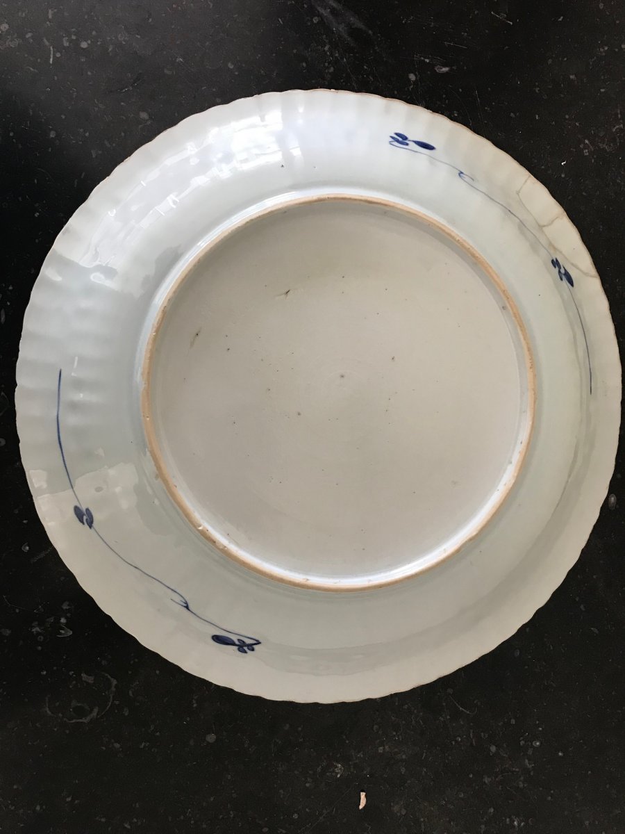 Chine - Plat En Porcelaine Blanc Bleu-photo-3