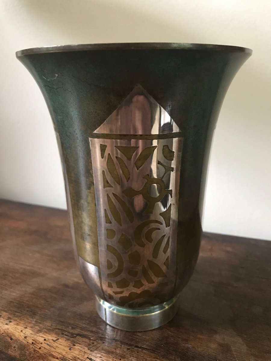 Christofle - Vase en dinanderie métal argenté-photo-2