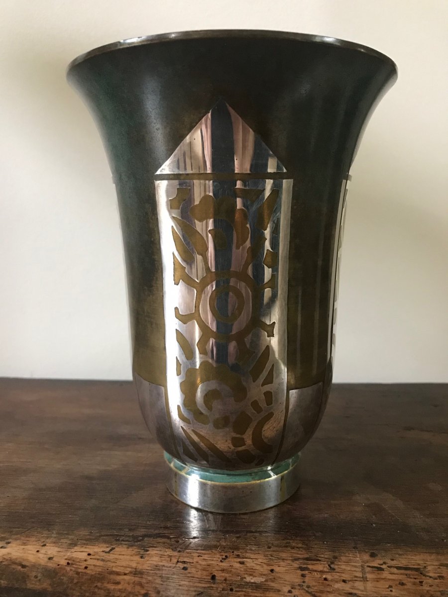 Christofle - Vase en dinanderie métal argenté