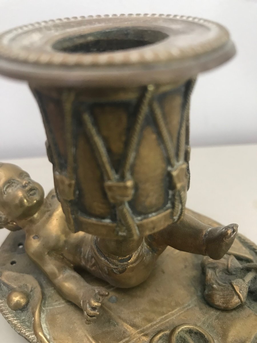 l'Enfant Au Tambour - Bougeoir En Bronze-photo-2