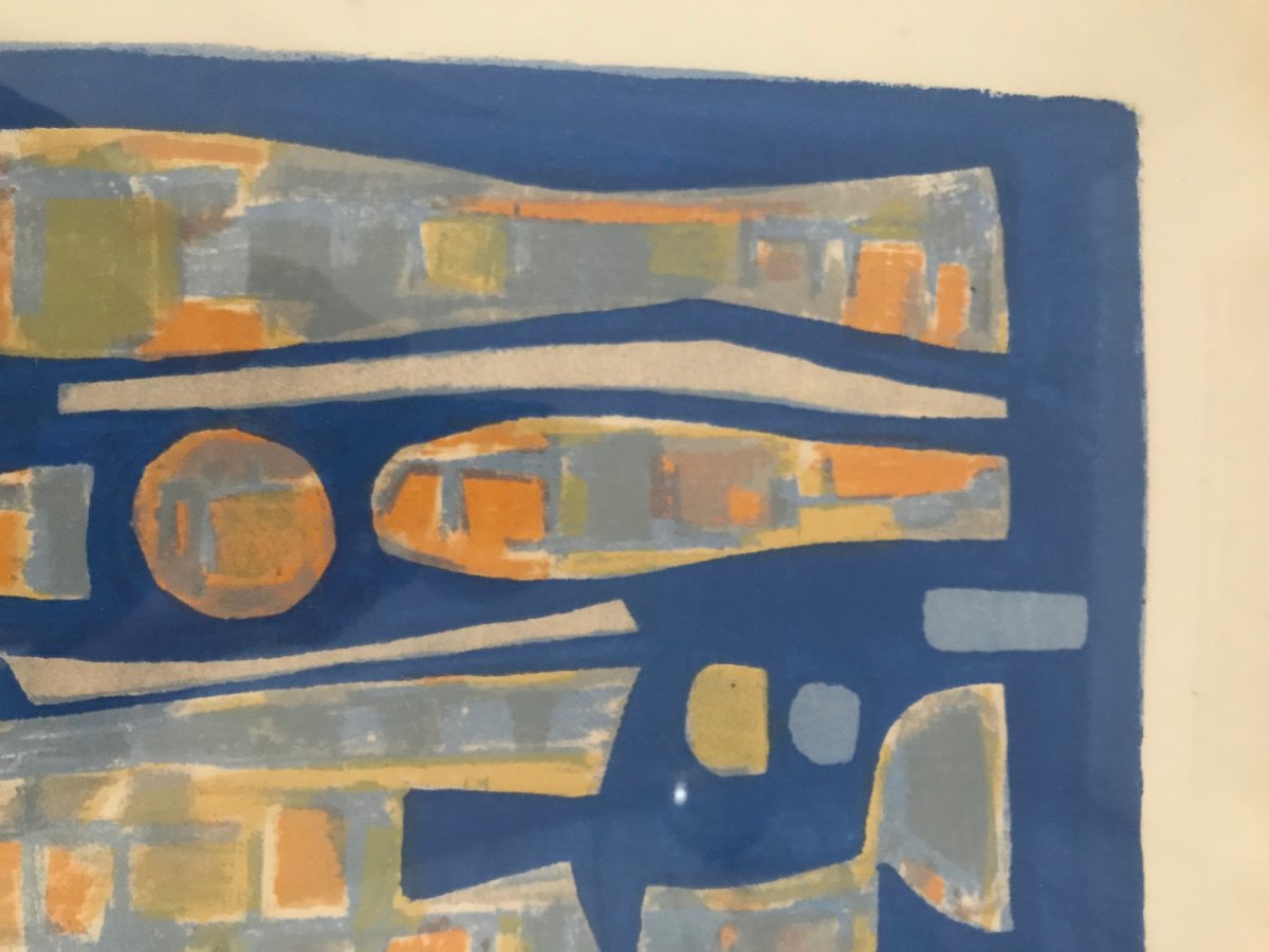 Alfred Manessier - Composition On Blue Background-photo-4