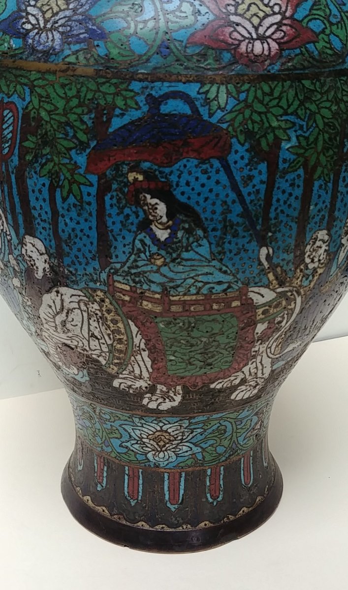 Chine - Vase En Bronze Et émaux Cloisonnés-photo-2