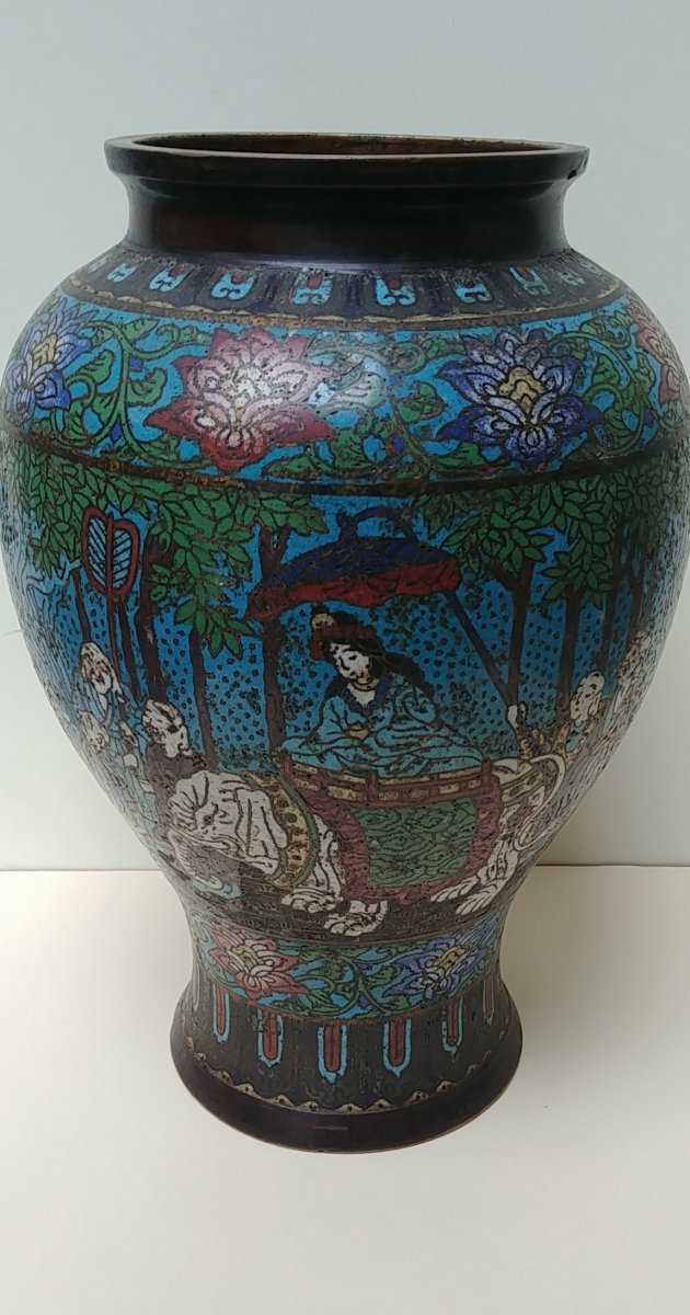 Chine - Vase En Bronze Et émaux Cloisonnés