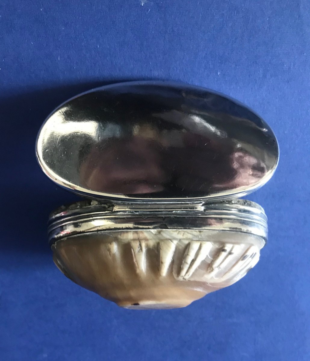 Sterling Silver Snuffbox And Seashell-photo-2