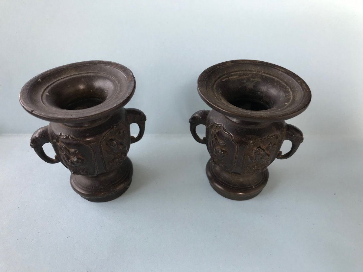 China - Pair Of Small Bronze Vases-photo-3