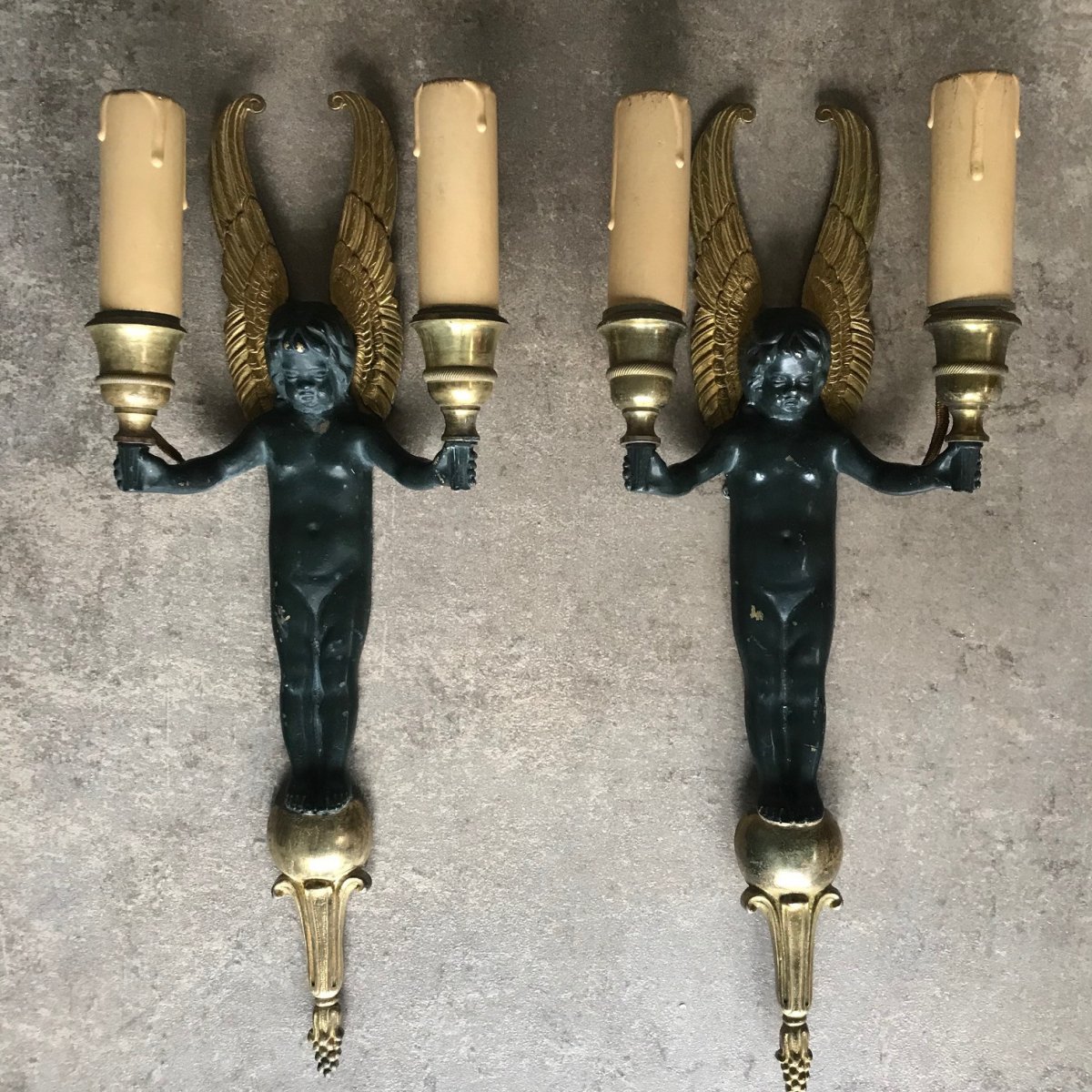 Pair Of Sconces With Cherubs-photo-4