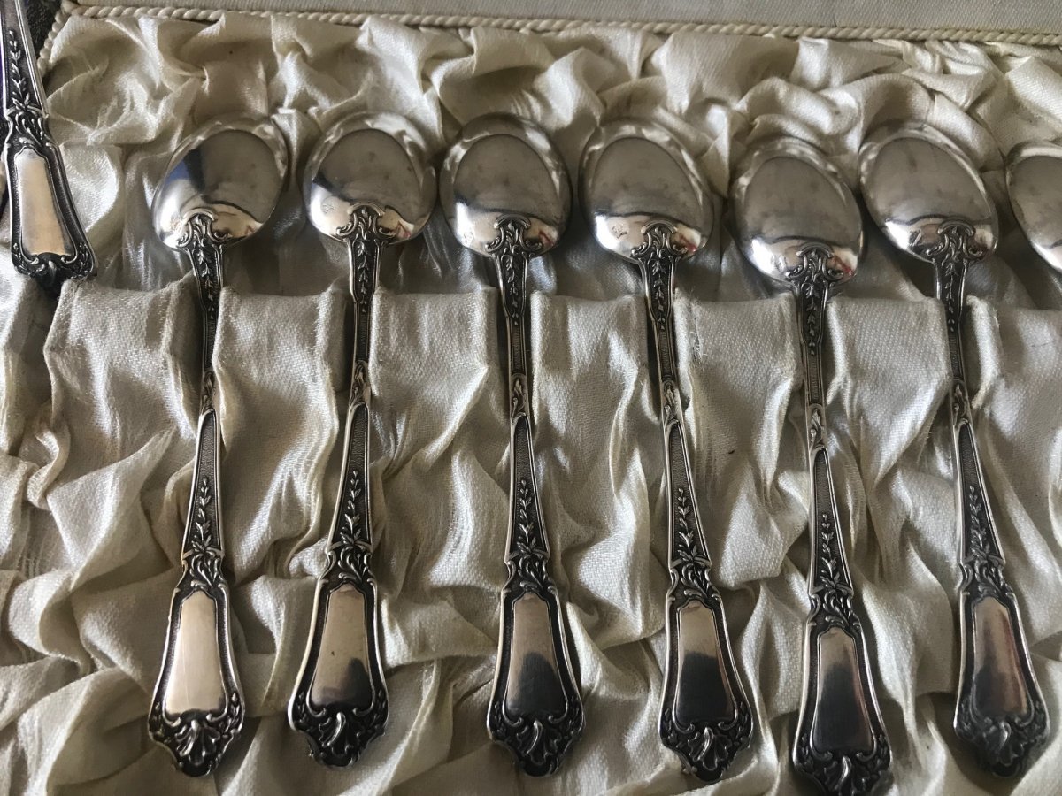 Box Of 12 Silver Mocha Spoons-photo-2