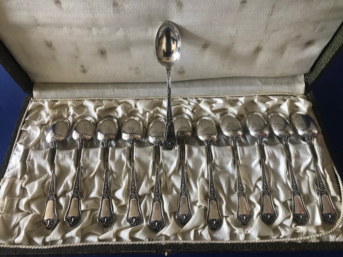 Box Of 12 Silver Mocha Spoons-photo-1