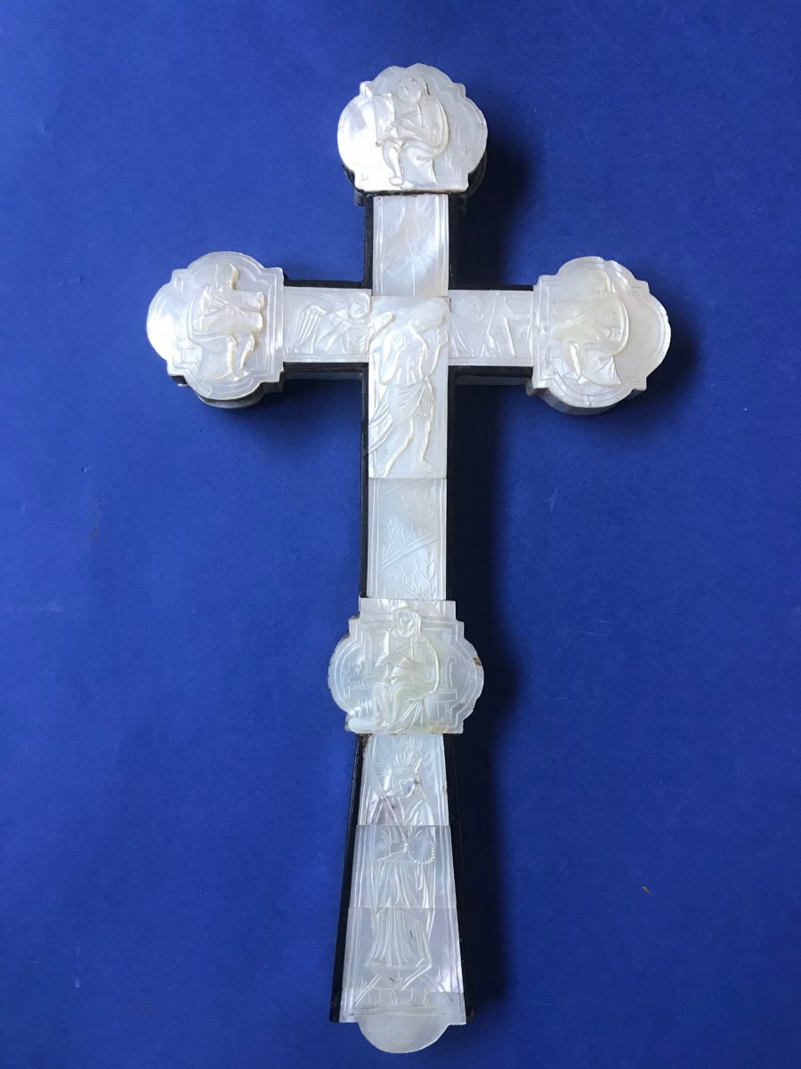 Cross In Mother Of Pearl Inlay Italy XVII / XVIII-photo-2