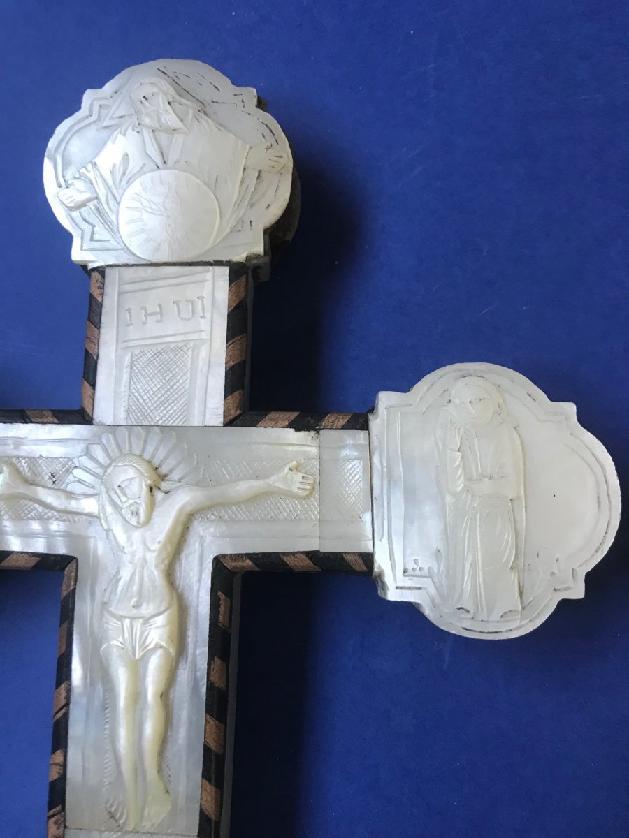 Croix en incrustation de nacre Italie XVII/XVIIIe-photo-4