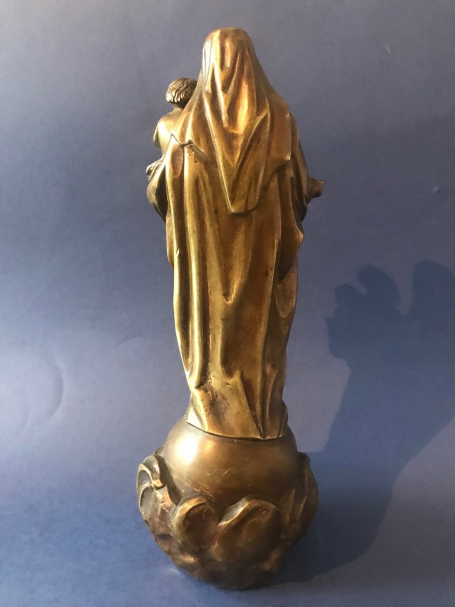  Vierge à l'Enfant En Bronze-photo-4