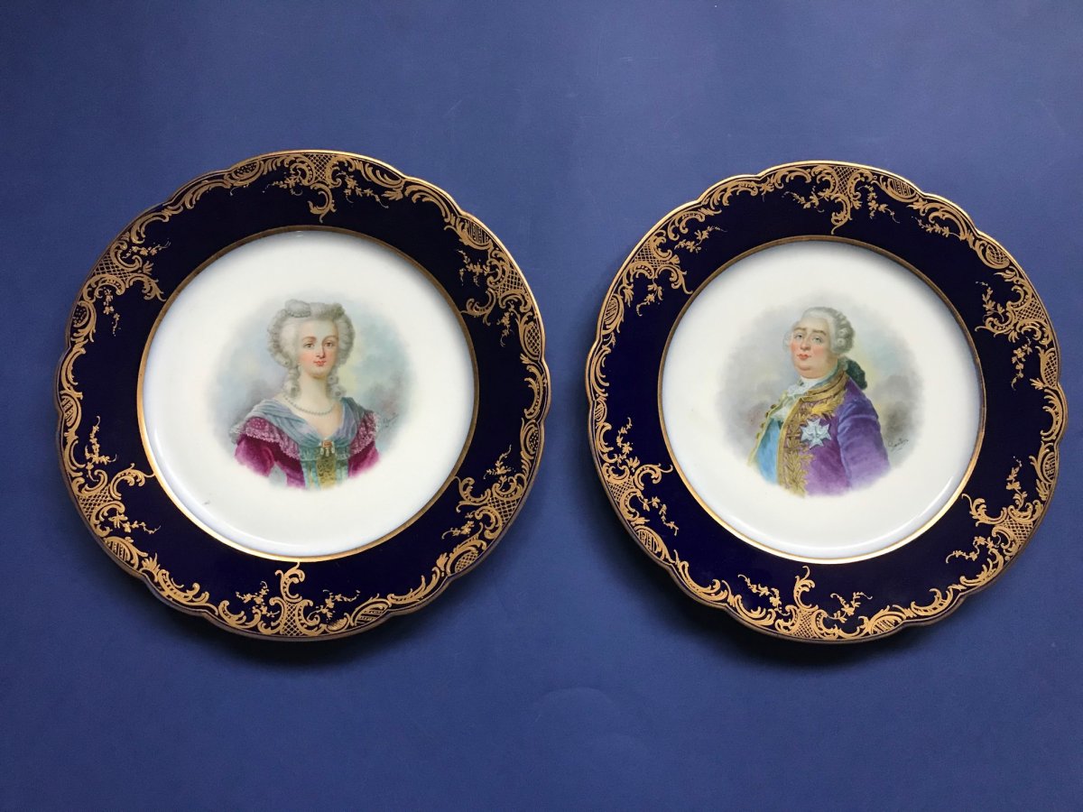 Pair Of Louis XVI Porcelain Plate And Marie-antoinette-photo-2