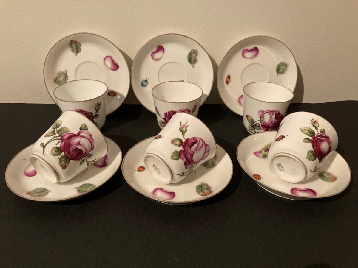 Service De 6 Tasses à La Rose - Sèvres-photo-1