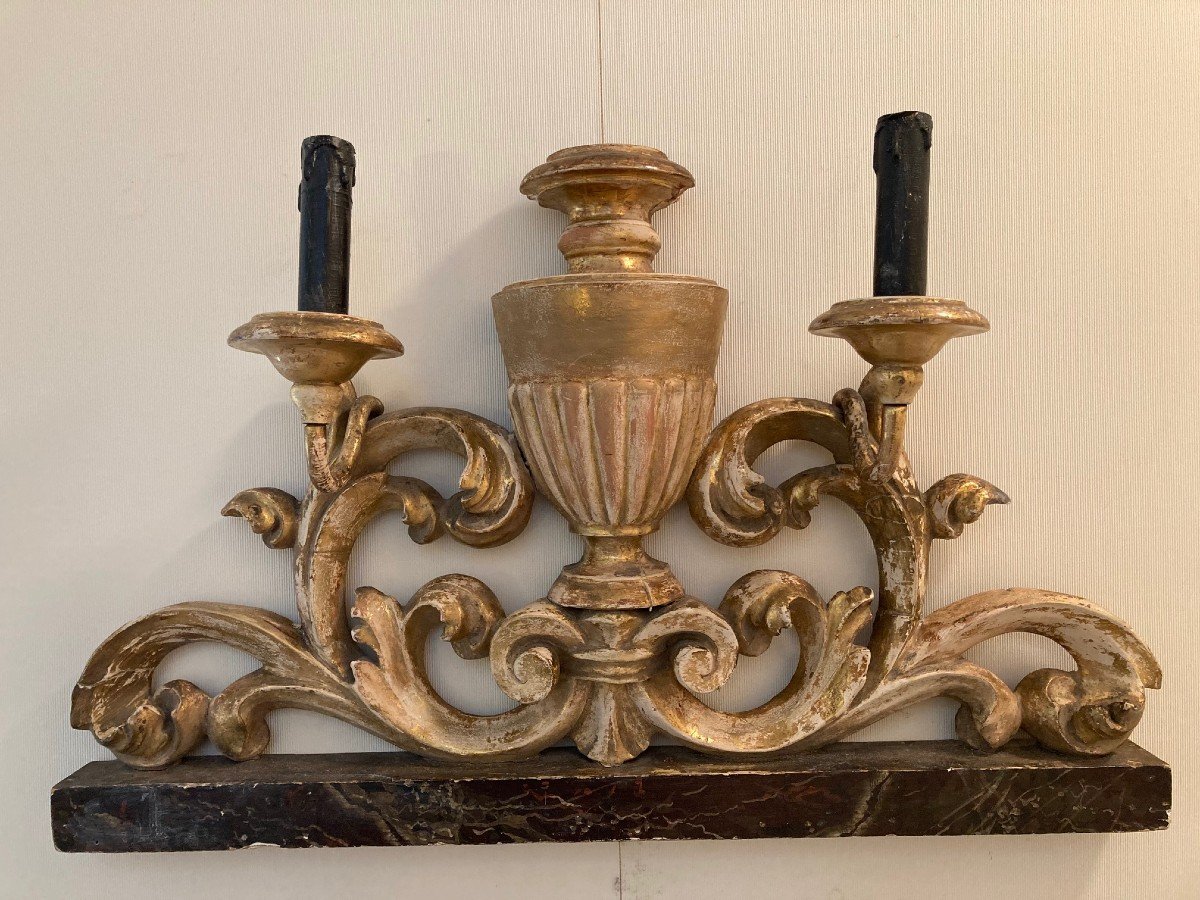 Carved Wood Wall Lamp