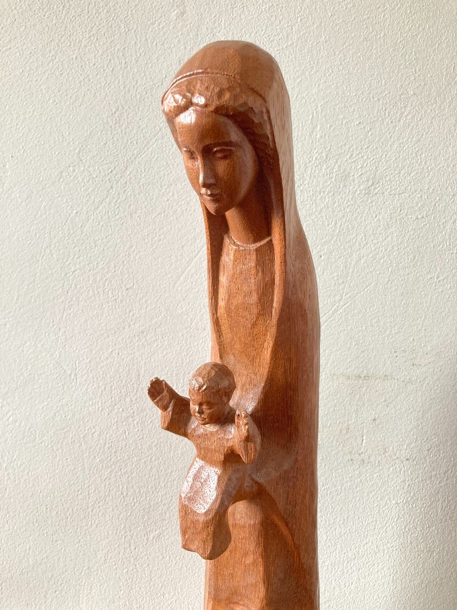 Vierge à l'Enfant Bois Sculpté Victor Feltrin-photo-2