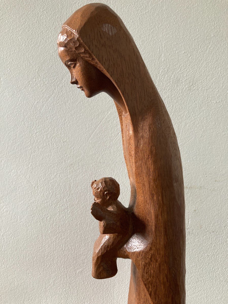 Vierge à l'Enfant Bois Sculpté Victor Feltrin-photo-3