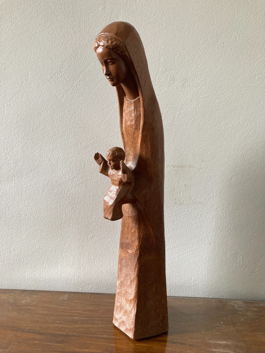 Vierge à l'Enfant Bois Sculpté Victor Feltrin
