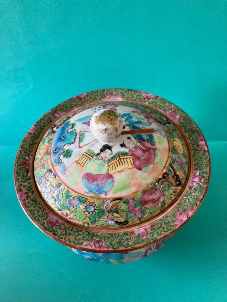 China Canton - Porcelain Sugar Bowl-photo-2