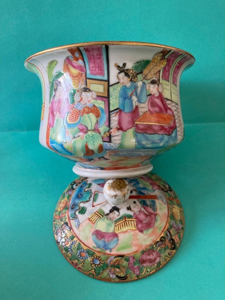 China Canton - Porcelain Sugar Bowl-photo-3