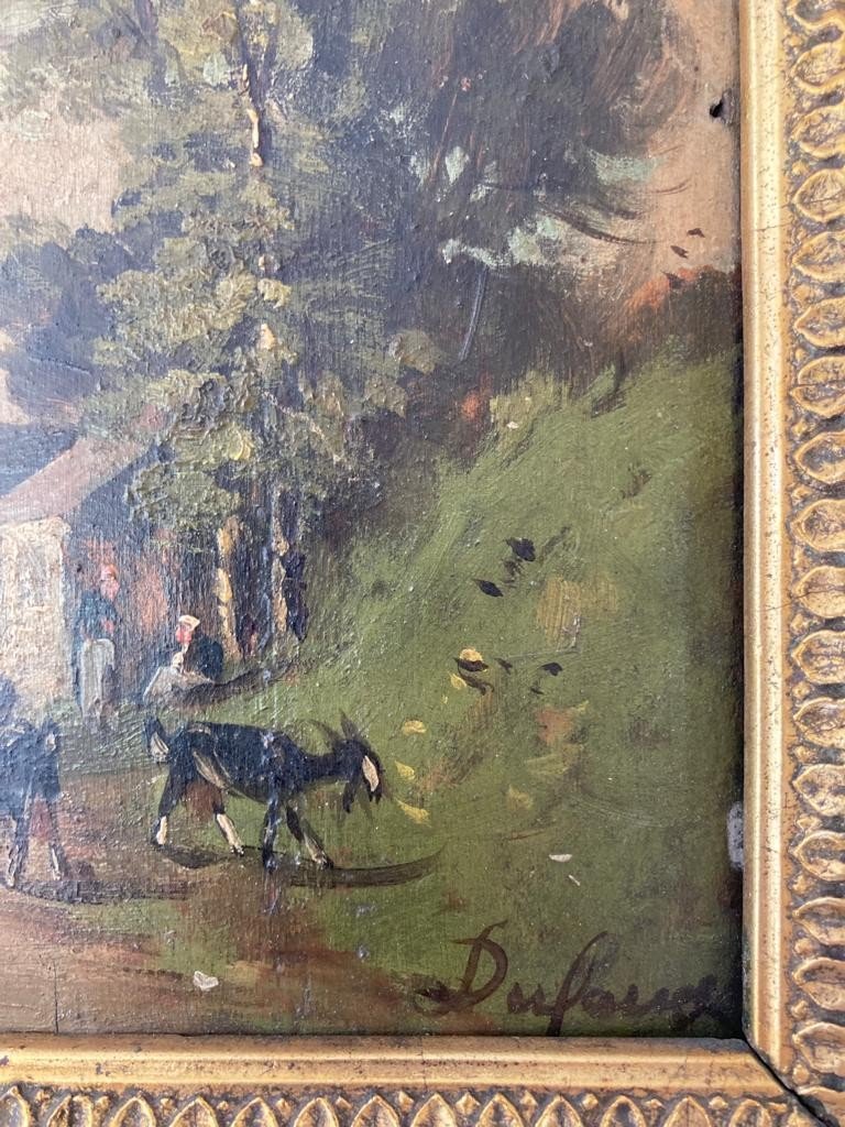 Les Deux Chèvres - Huile Sur Panneau Signée Dufaux-photo-3
