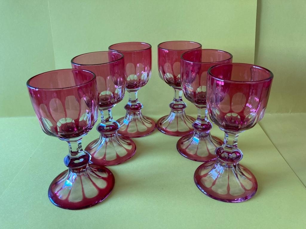Set Of 6 Crystal Port Glasses Saint-louis