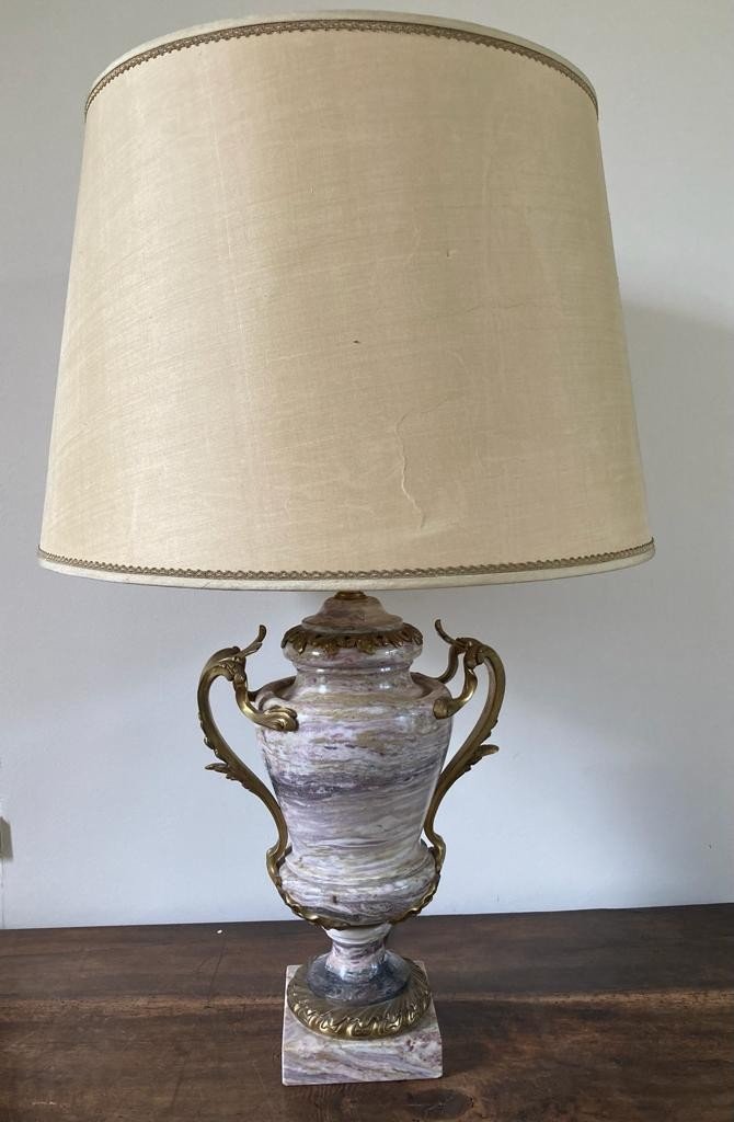 Cassolette Montée En Lampe Marbre Et Bronze Style Louis XV