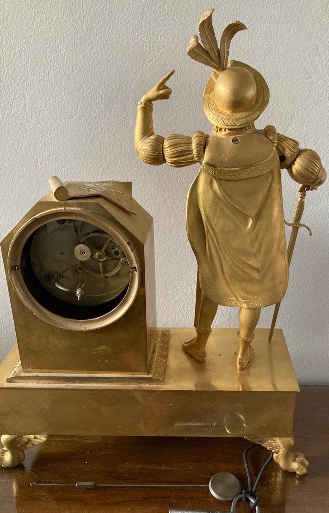 Pendulum Gilt Bronze Empire King Henry Iv-photo-3