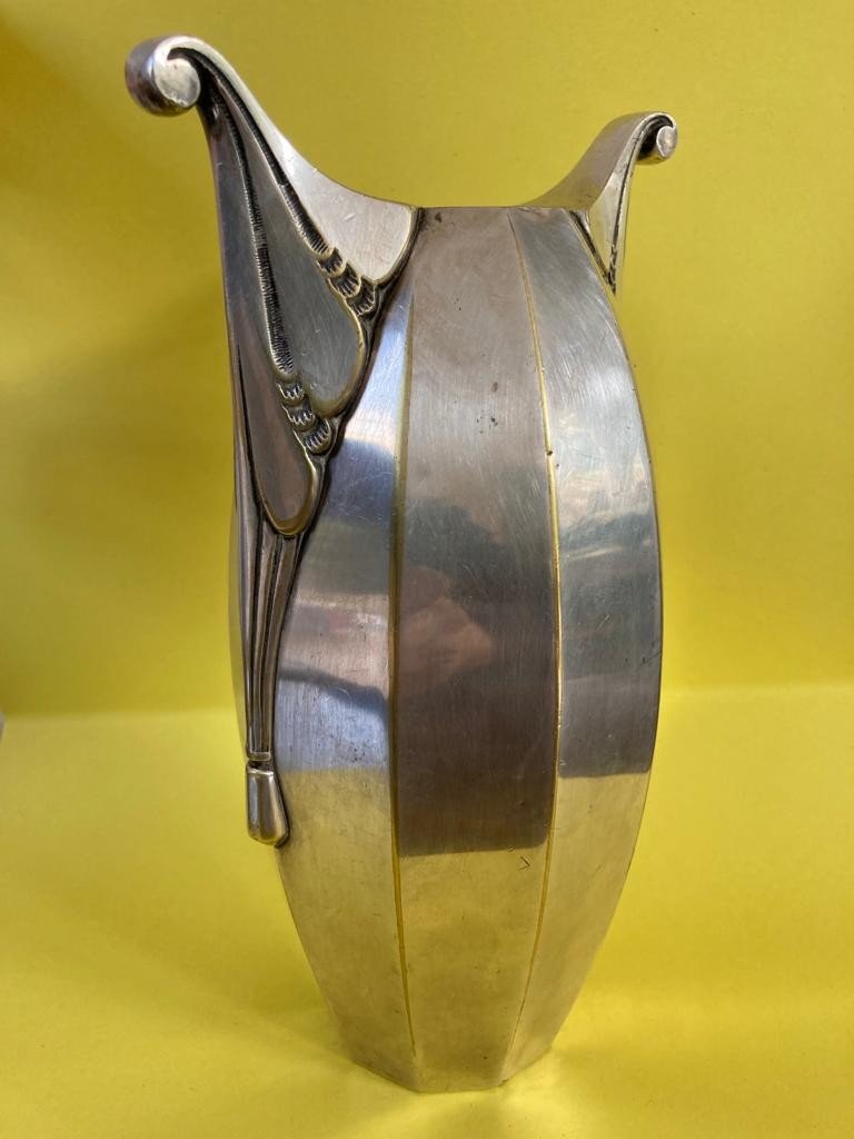 Vase Art Déco Métal Argenté Au Lingot