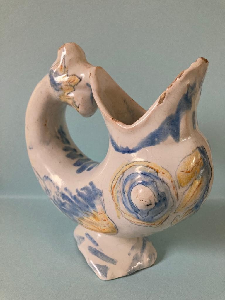 Jug In The Shape Of A Dolphin Earthenware From Nevers Ewer Rouen