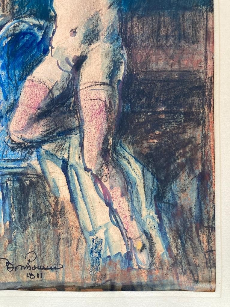 Léon Bonhomme (1870-1924) Female Nude In Red Stockings -photo-4