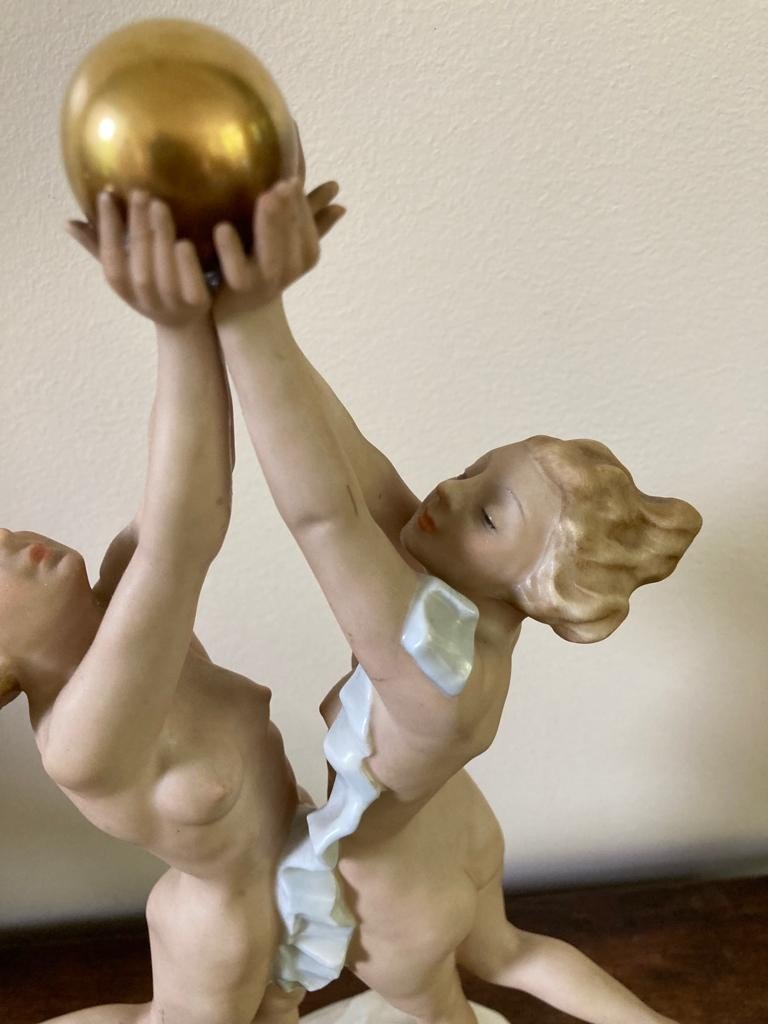 Karl Tutter Porcelain Statuette Female Nudes Naiads Art Deco-photo-4