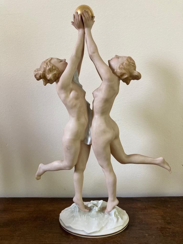 Karl Tutter Porcelain Statuette Female Nudes Naiads Art Deco