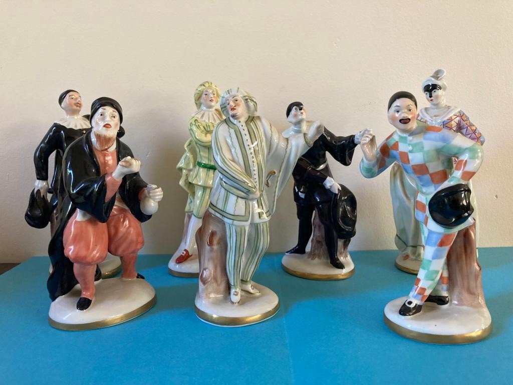Capodimonte Porcelain Figurines Characters From The Commedia Dell'arte