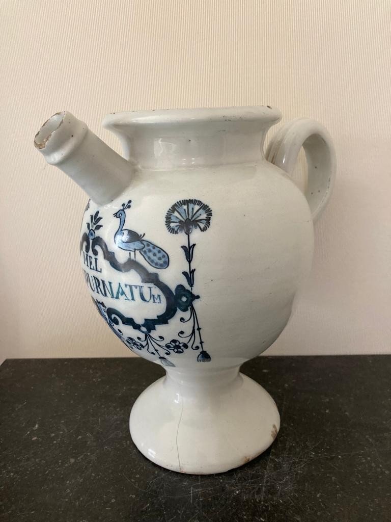Chevrette Pharmacy Jar Earthenware From Delft Apothecary-photo-3