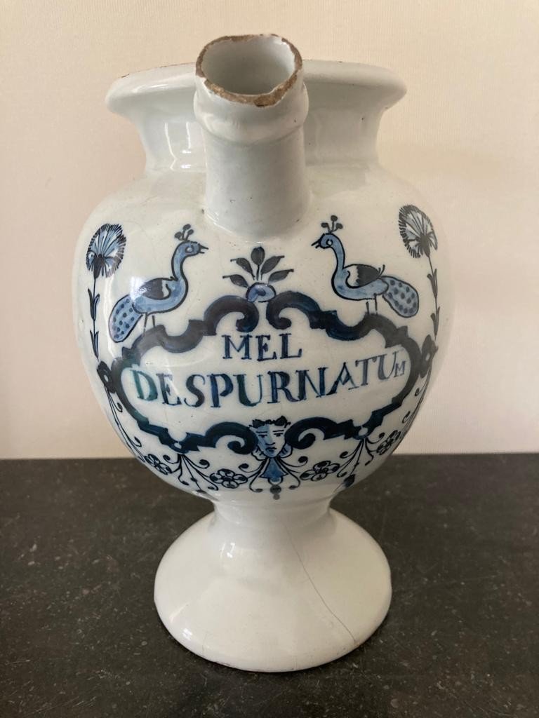 Chevrette Pharmacy Jar Earthenware From Delft Apothecary