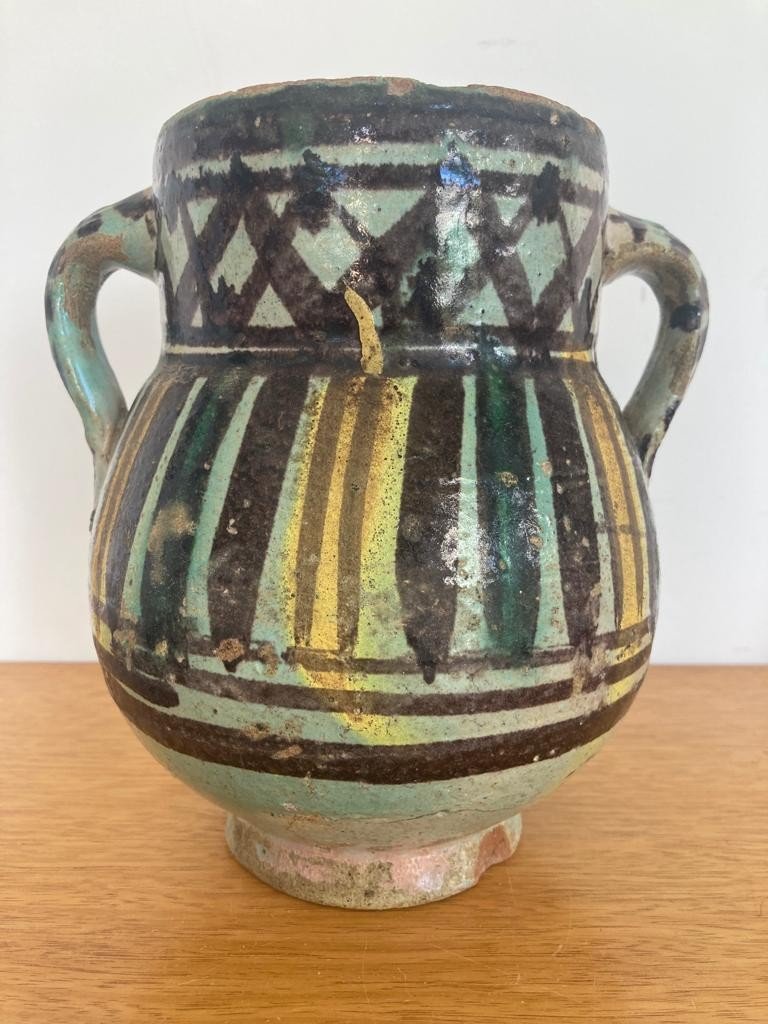 Pot With Two Handles Ceramic Pottery Fez Morocco-photo-1