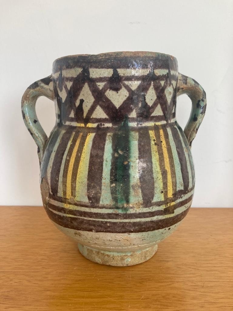 Pot With Two Handles Ceramic Pottery Fez Morocco
